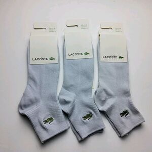 Lacoste Ribbed Lightweight Quarter Socks Lot Of 3 Pairs Size 8.5-12, EU 41-46